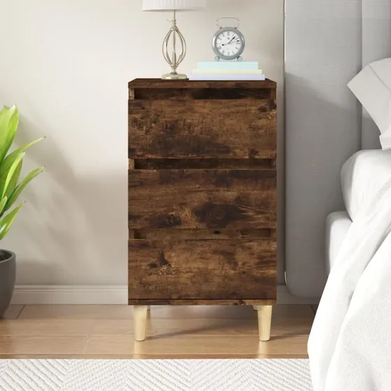 Sengebord 40x35x70 cm i røget egetræ – 3 skuffer