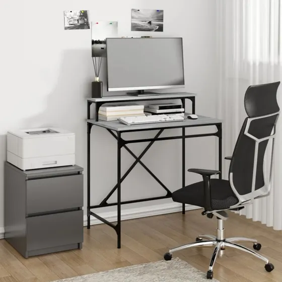 Skrivebord 80x50x90 cm – Sonoma-eg/Sort stål