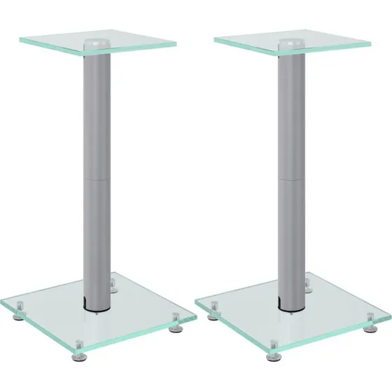 vidaXL hjtalerstativer 2 stk. 1 sjle hrdet glas, slv