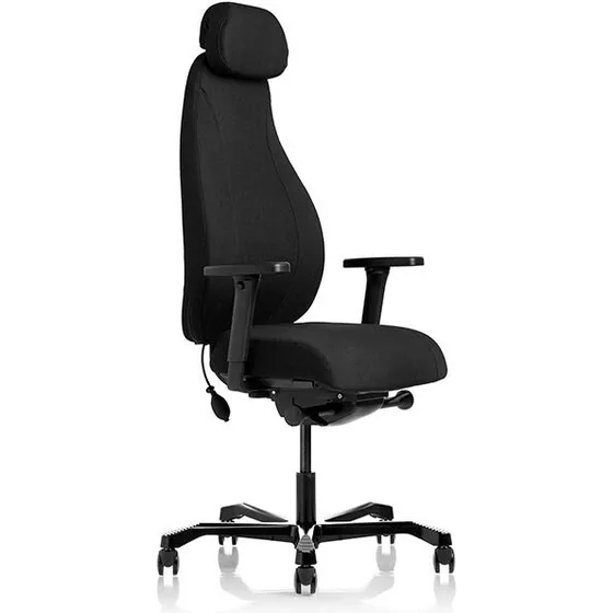 ADAM kontorstol, sort med nakkestøtte og armlæn
