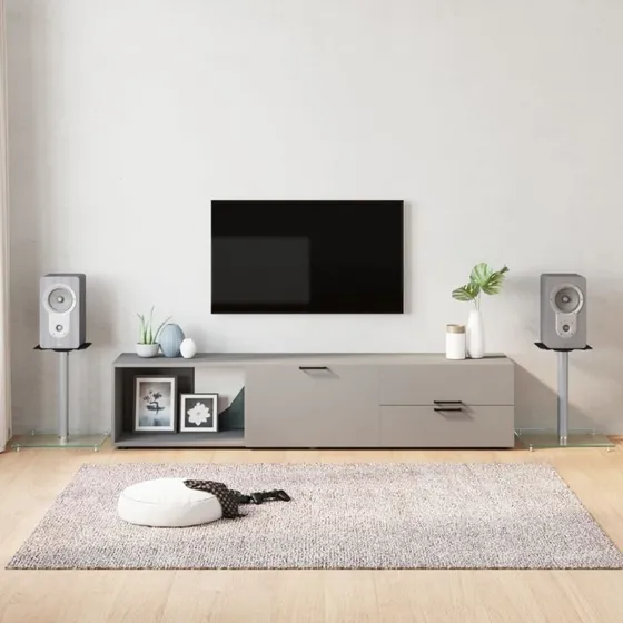 Hjtalerstativer 2 stk.  sjle i aluminium & hrdet glas