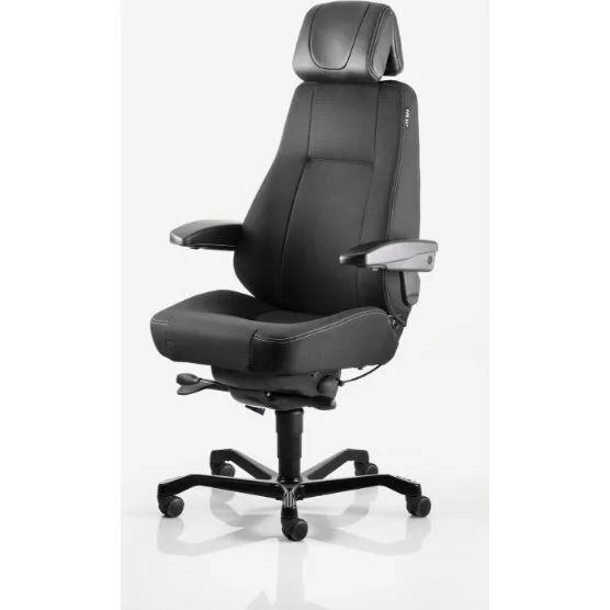 KAB Seating Director kontorstol i sort skind inkl. armlæn & nakkestøtte
