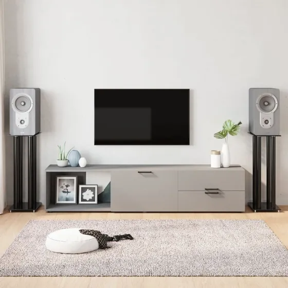 Hjtalerstativer 2 stk.  4-sjler hrdet glas, sort