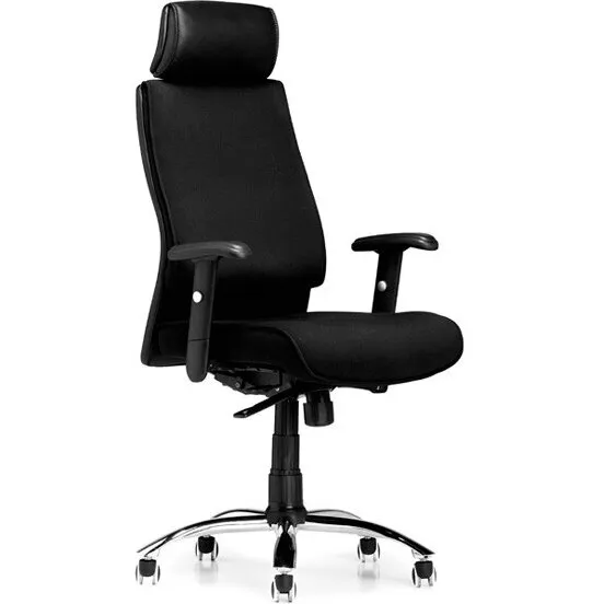 AS6000 Kontorstol - Sort tekstil, armlæn, krom fodkryds