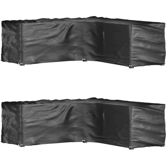 L-formet havemøbelovertræk 2 stk 285×285×90 cm, 16 øjer