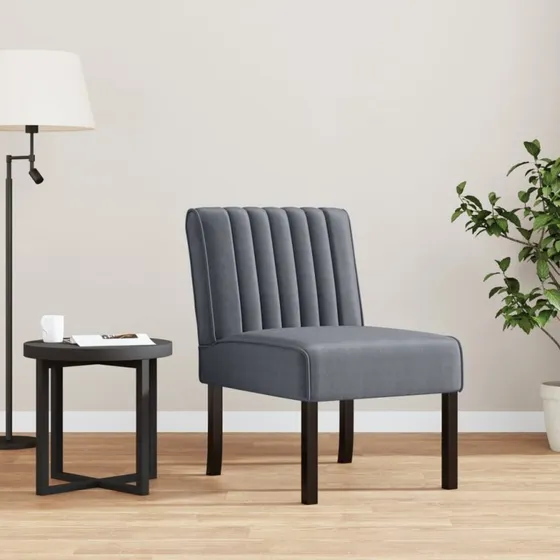 Velour lænestol mørkegrå med træben