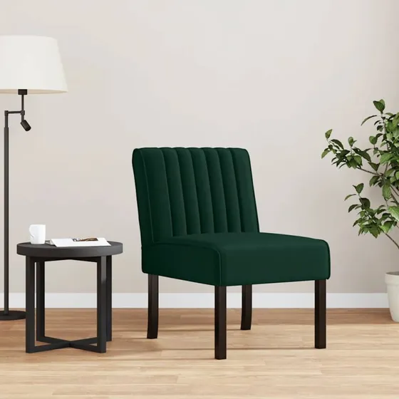 Velour lænestol mørkegrøn med træben