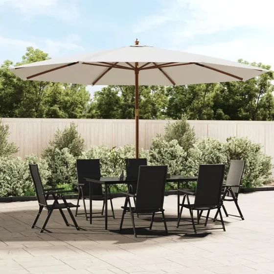 Haveparasol 400x273 cm med træstang – sandfarvet