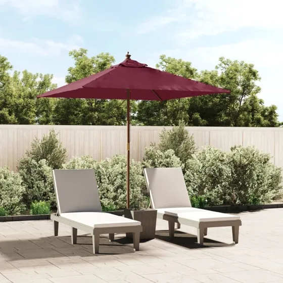 Haveparasol med træstang 198x198x231 cm – bordeaux