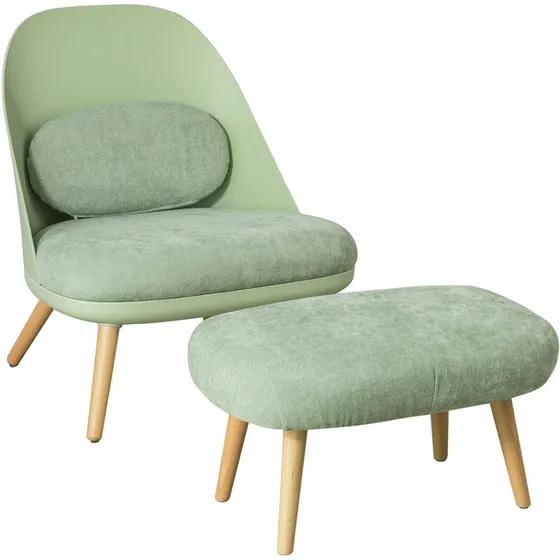 SoBuy Lænestol med skammel - Skandinavisk grøn, bøgetræsben
