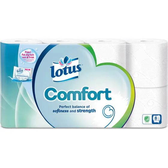 Lotus Comfort 3-lags toiletpapir 56 ruller 20,9 m - hvid