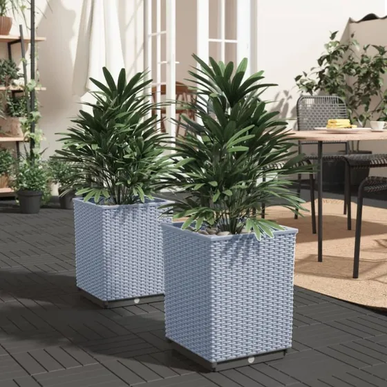 Plantekasser 2 stk. 30x30x37 cm polypropylen - lysegrå