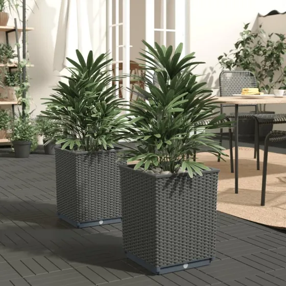Plantekasser 2 stk. 30x30x37 cm – sort polypropylen