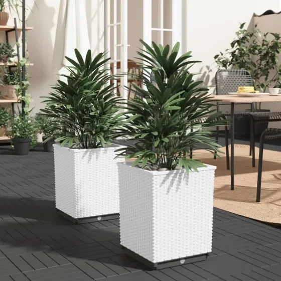 Plantekasser i polypropylen 2 stk. 30x30x37 cm - Hvid