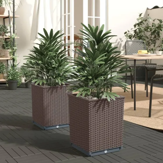 Plantekasser 2 stk. 30x30x37 cm polypropylen - Brun
