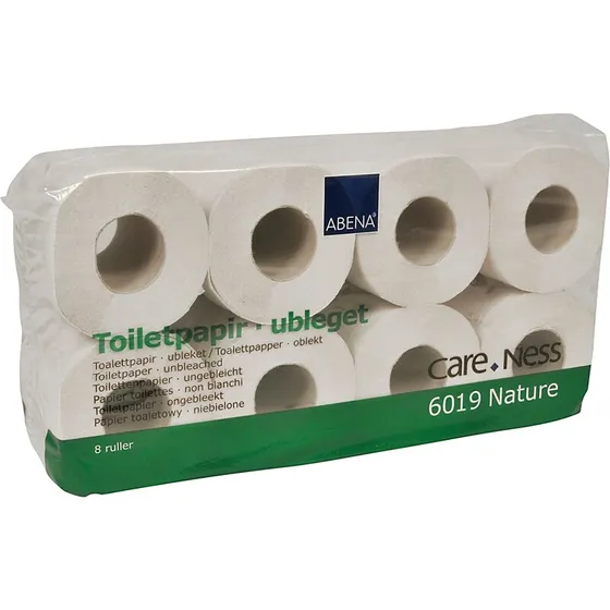 Abena Care-Ness Nature 2-lags toiletpapir 100% genbrug, 8 ruller