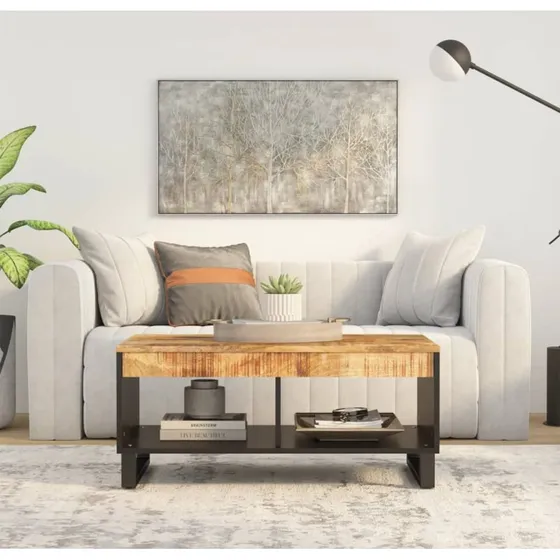 Sofabord i massivt mangotræ 90x50x40 cm