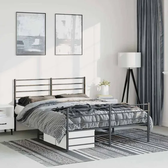 Sengeramme 135x190 cm i sort pulverlakeret stål