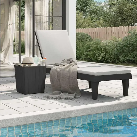 Liggestol 155x58x83 cm i sort polypropylen