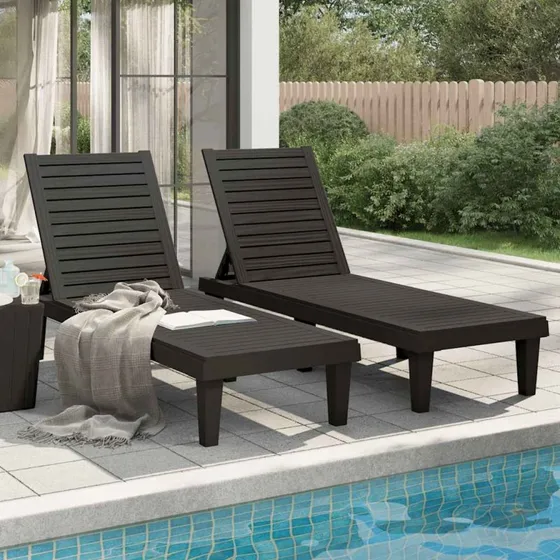 Liggestole 2 stk. 155x58x83 cm - Sort polypropylen