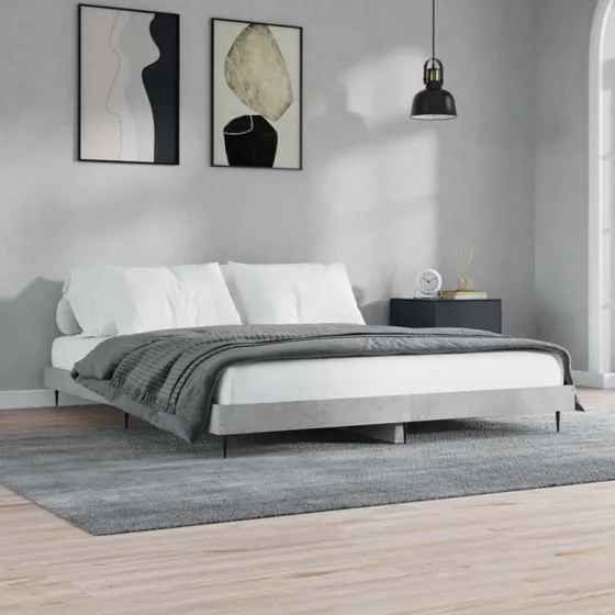 Sengestel 120x200 cm i konstrueret træ – betongrå