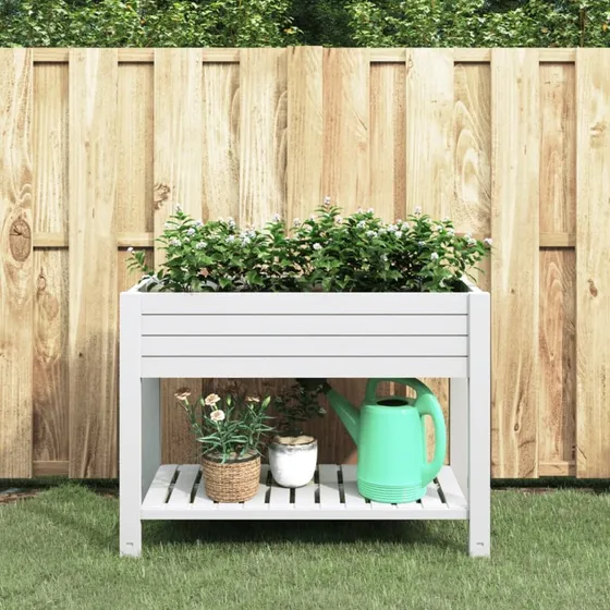 Højbed 110x45x79 cm i hvid polypropylen (selvvanding)