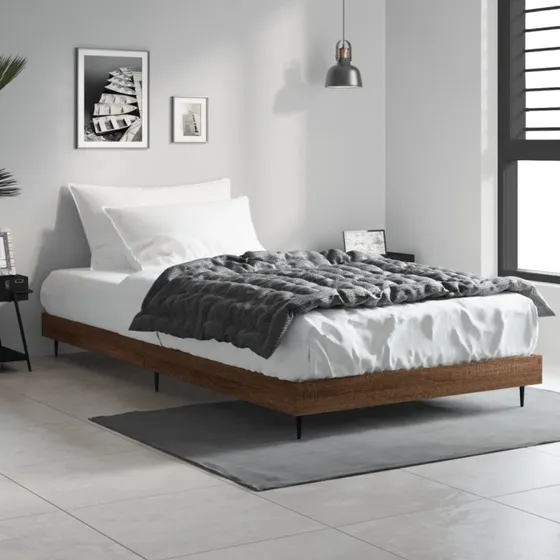Sengeramme 100x200 cm i konstrueret træ - Brun eg