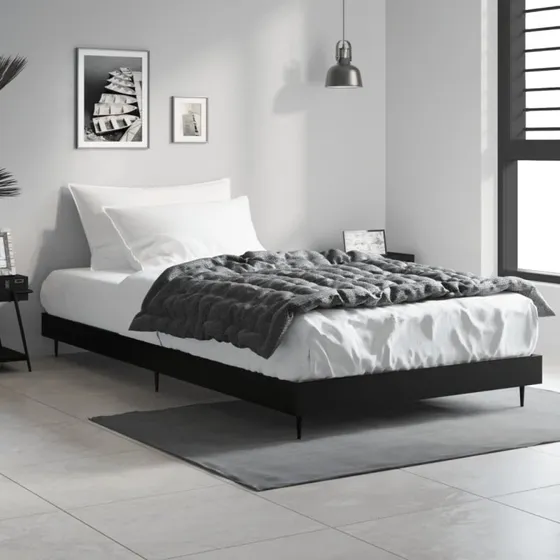 Sengeramme 90x200 cm i konstrueret træ – sort