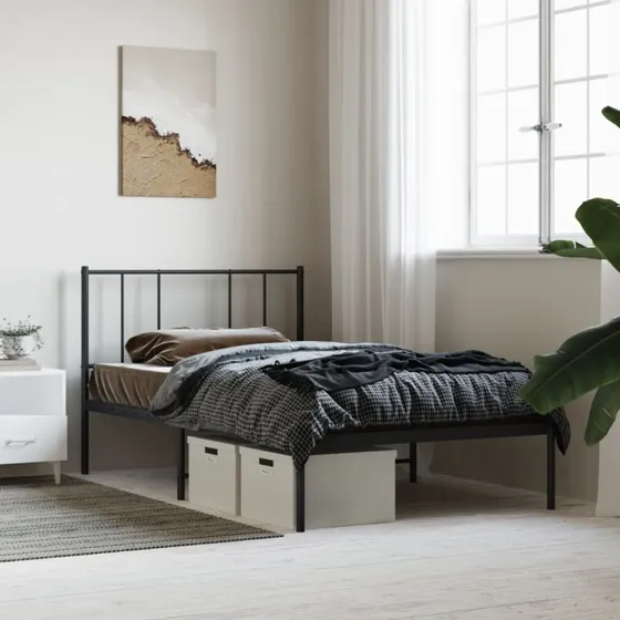 Sengeramme 90x200 cm i sort pulverlakeret stål