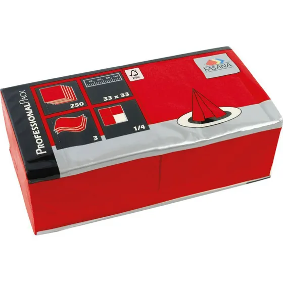 Katrin Fasana 3-lags serviet 33x33 cm rød 250 stk