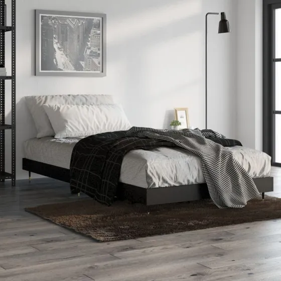 Sengeramme 90x200 cm i sort konstrueret træ