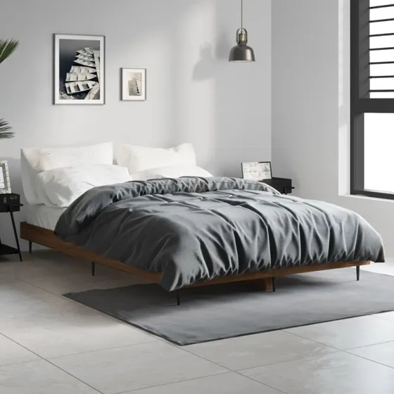 Sengeramme 120x190 cm i brunt konstrueret træ - uden madras