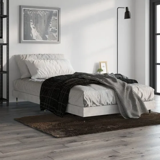 Sengeramme 90x200 cm i konstrueret træ - Betongrå