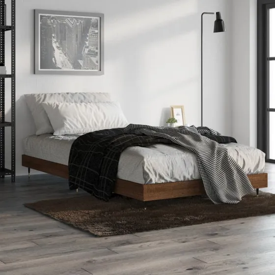 Sengeramme 90x200 cm i konstrueret træ – brunt eg