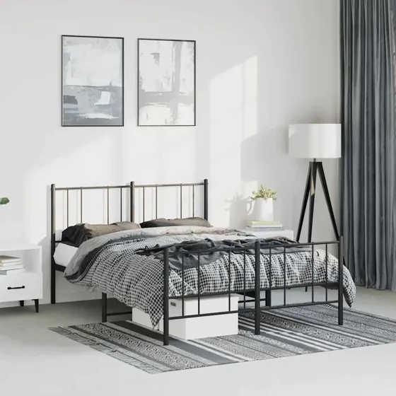 Sengeramme 150x200 cm i sort pulverlakeret stål