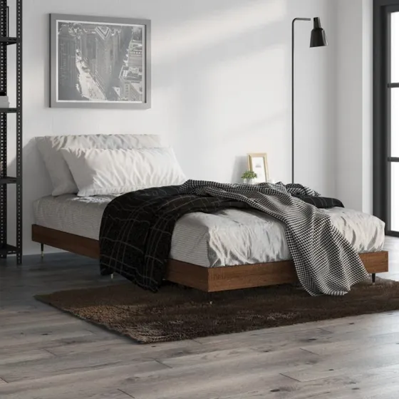 Sengeramme 90x190 cm i konstrueret træ – brunt eg