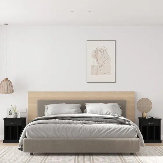 Sengeborde 2 stk. 43x36x50 cm, sort