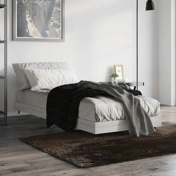 Sengeramme 75x190 cm i konstrueret træ - Grå Sonoma-eg