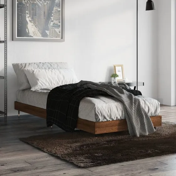 Sengeramme 75x190 cm i konstrueret træ – brun eg