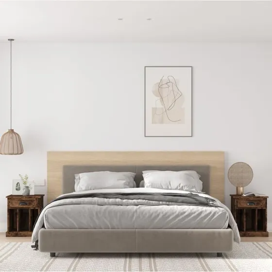 Sengeborde 2 stk. 43x36x50 cm - røget egetræsfarve