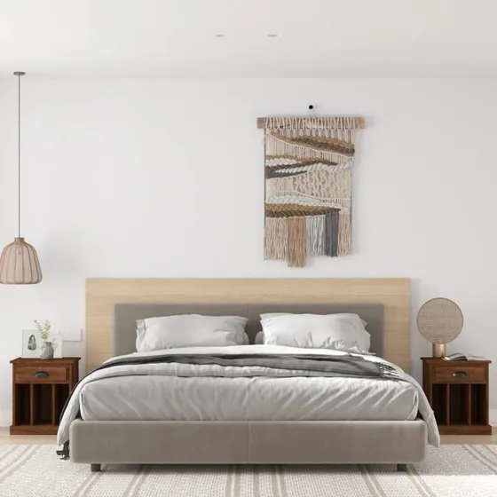 Sengeborde 2 stk. 43x36x50 cm - brun egetræslook