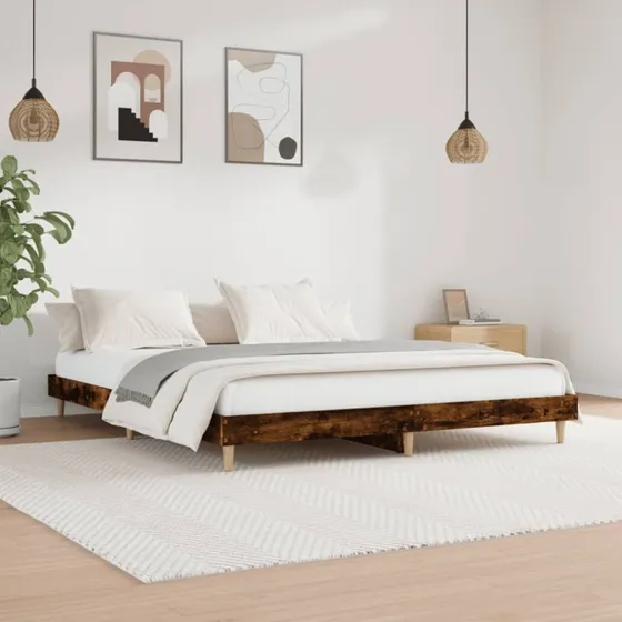 Sengeramme 160x200 cm i røget eg - konstrueret træ