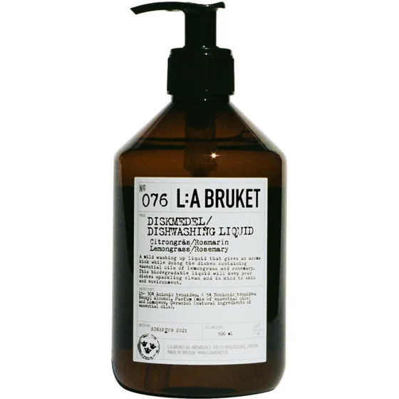 L:A Bruket 076 Opvaskemiddel 500 ml – Citrongræs & Rosmarin