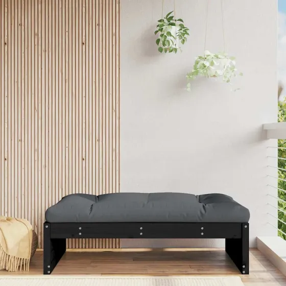 Udendørs fodskammel 120x80 cm i massivt fyrretræ, sort
