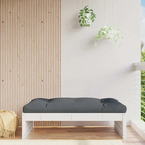 Udendørs fodskammel 120x80 cm i massivt fyrretræ, hvid