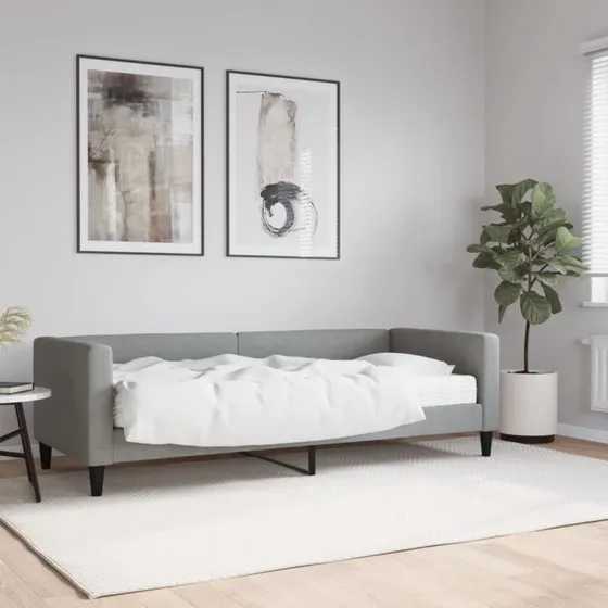 Daybed med madras 80x200 cm i lysegråt stof