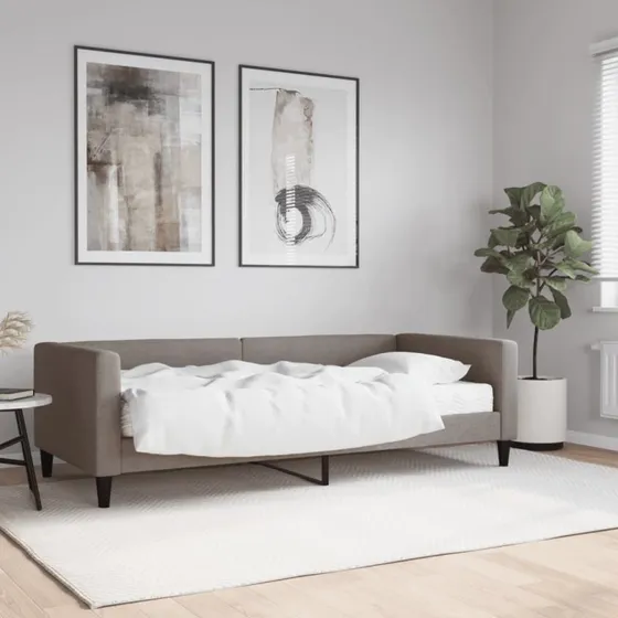 Daybed med madras 90x200 cm stof gråbrun