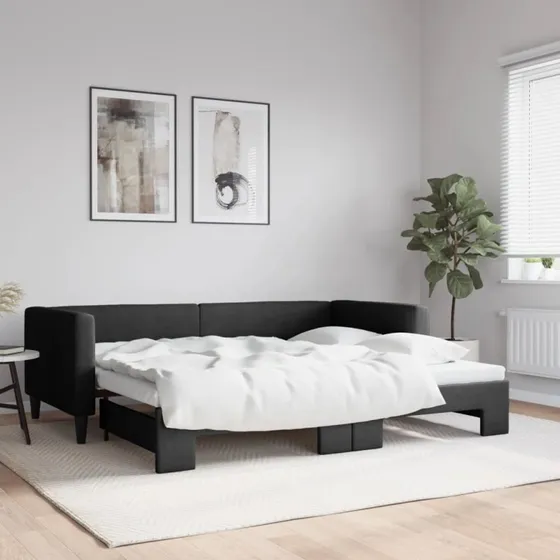 Daybed med udtræk 90x190 cm i sort stof
