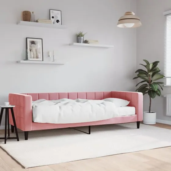 Daybed 80x200 cm med madras - pink velour