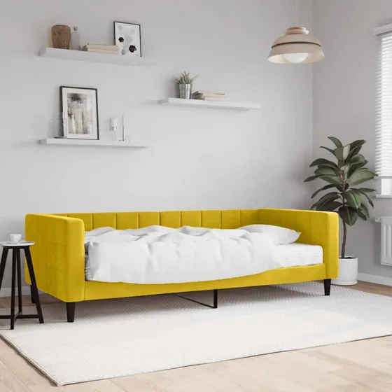 Daybed 90x200 cm med skummadras - gul velour